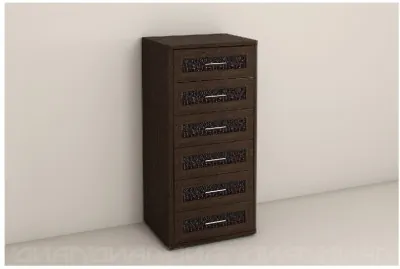 Кэт-4 Комод 6 ящиков (Caiman коричневый/Венге Linum)