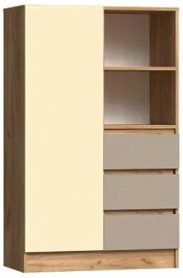 Челси Цвет Шкаф комбинированный (Слоновая кость/Глиняный серый/Дуб крафт)