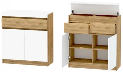 Иннэс-10 Комод, Дуб Крафт Золотой\Белый глянец