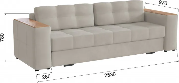 Диван раскладной Нави, бежевый/мдф дуб канадский