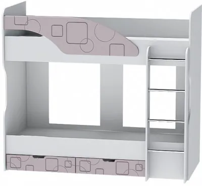 Двухъярусная кровать Бриз-5, Белый/Ирис (Квадрат)