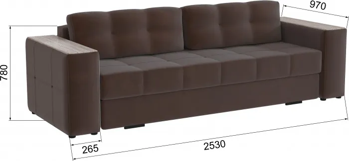 Диван раскладной Нави, коричневый/мдф сандал белый