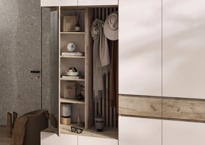 Модульная прихожая Роджинамиф, Крафт серый/Кашемир