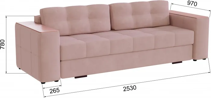 Диван раскладной Нави, пыльная роза/мдф пудра