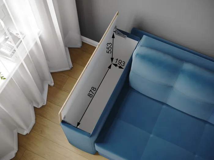 Диван раскладной Нави, светло-голубой/мдф дуб канадский