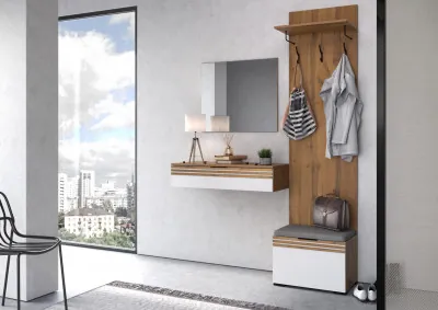 Прихожая Нао, набор №1, Дуб вотан/Белый, Вотан, Simple 27