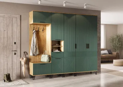 Флэш Прихожая, вариант №1, Браш мени грин/Дуб крафт