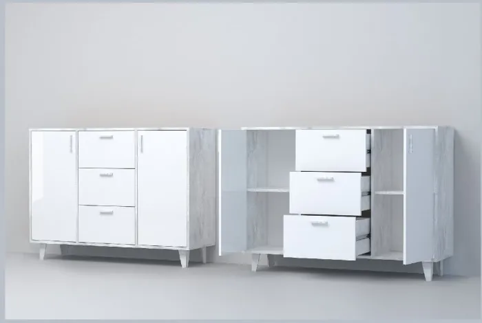 Эго Комод К-2 НГ (Камень Темный/Дуб Крафт Золотой)