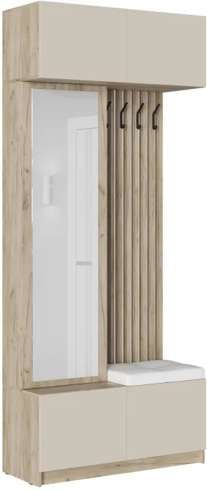 Модульная прихожая Бостон ЛДСП композиция 2, крафт серый/кашемир