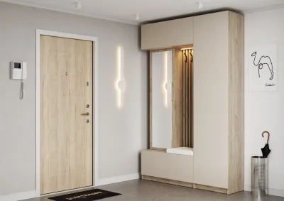 Модульная прихожая Бостон ЛДСП композиция 2, крафт серый/кашемир