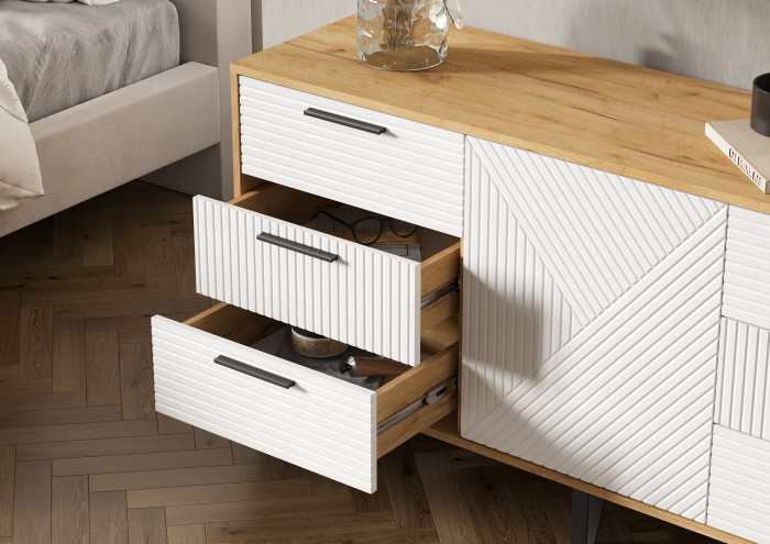 Флэш Комод 1500 браш вайт/дуб крафт