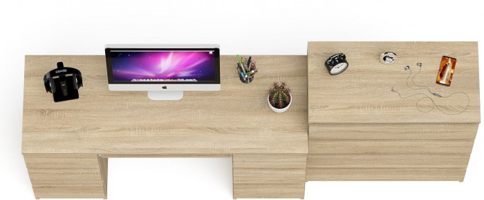 Мори Стол компьютерный МС-2 + Комод МК800.4, цвет дуб сонома, ШхГхВ 215,8х50х94 см., универсальная сборка