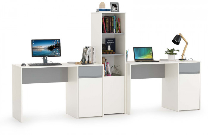 Торонто Компоновка № 15, цвет белый шагрень/стальной серый, ШхГхВ 280х53,1х149,7 см., универсальная сборка