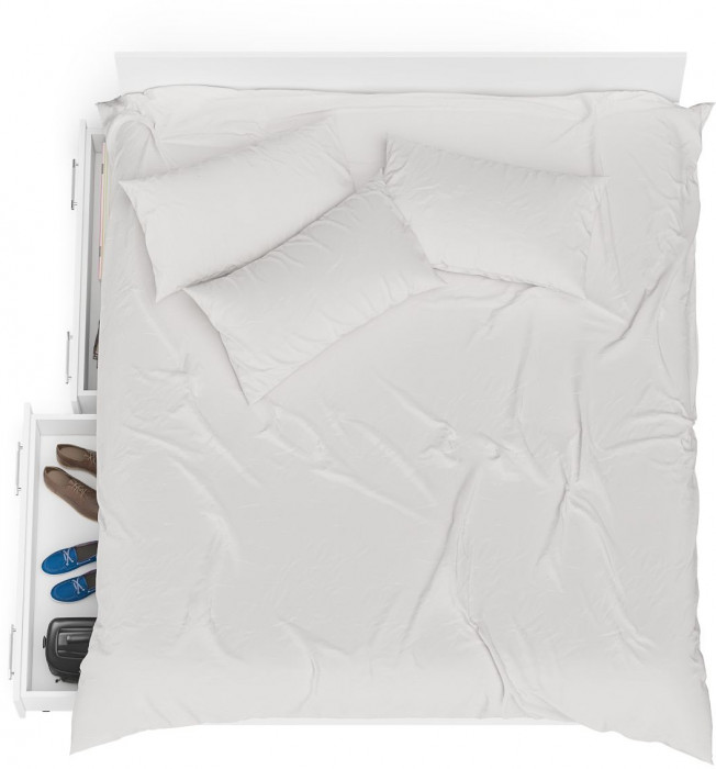 Мори Кровать с ящиками 1800, цвет белый, ШхГхВ 183,5х203,5х70 см., сп.м. 1800х2000 мм., без матраса, основание есть