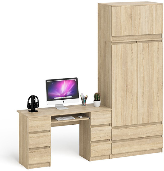 Мори компьютерный стол МС-2 + Шкаф МШ900.1 + Антресоль МА900.1, дуб сонома