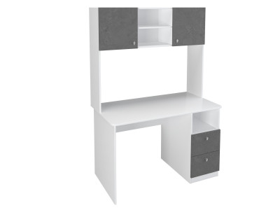 Стол письменный с надстройкой Белый/Железный Камень