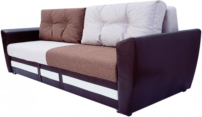 Диван-кровать Амстердам, 160х195, раскладной, еврокнижка, независимый пружинный блок, рогожка/экокожа, комби