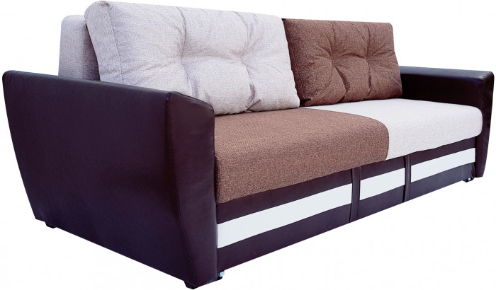 Диван-кровать Амстердам, 160х195, раскладной, еврокнижка, независимый пружинный блок, рогожка/экокожа, комби