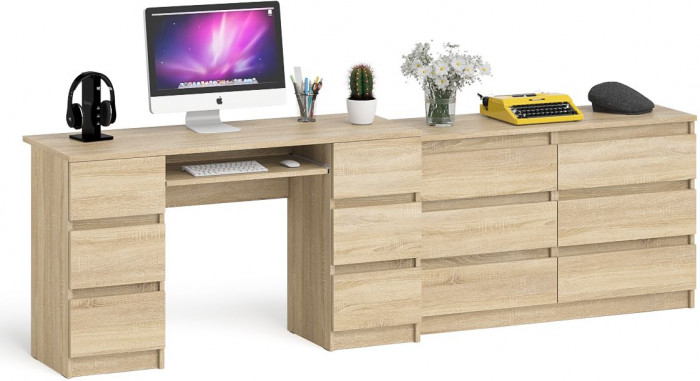 Мори компьютерный стол МС-2 + Комод МК1200.6, дуб сонома