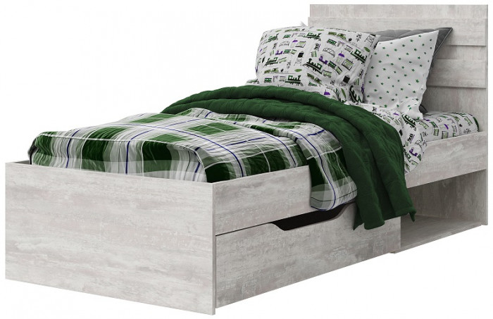 Кровать односпальная 90х200 с ящиком "Лондон" - Ледяное дерево