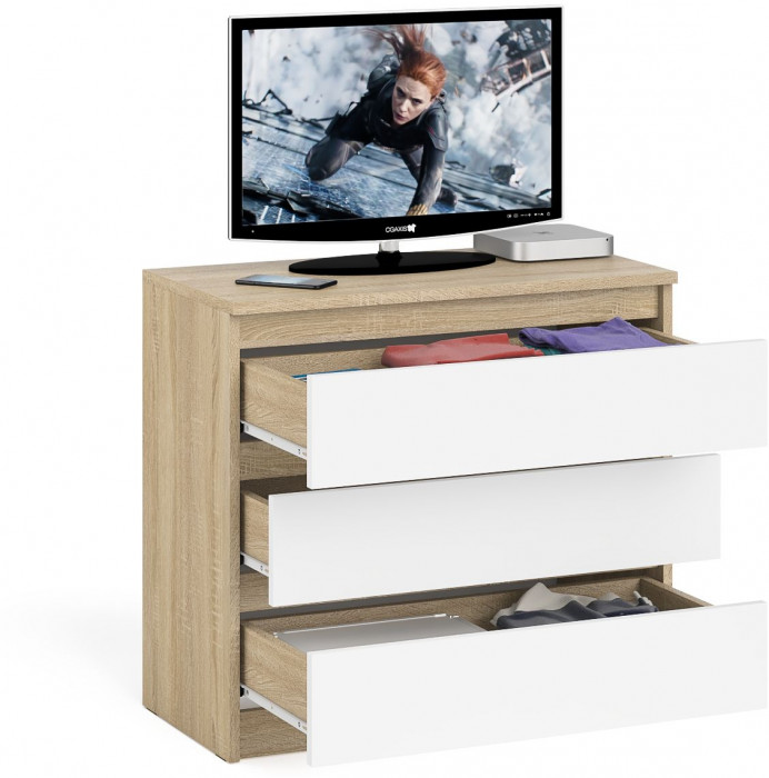 Мори Комод МК800.1, цвет дуб сонома/белый, ШхГхВ 80,4х41х73 см.