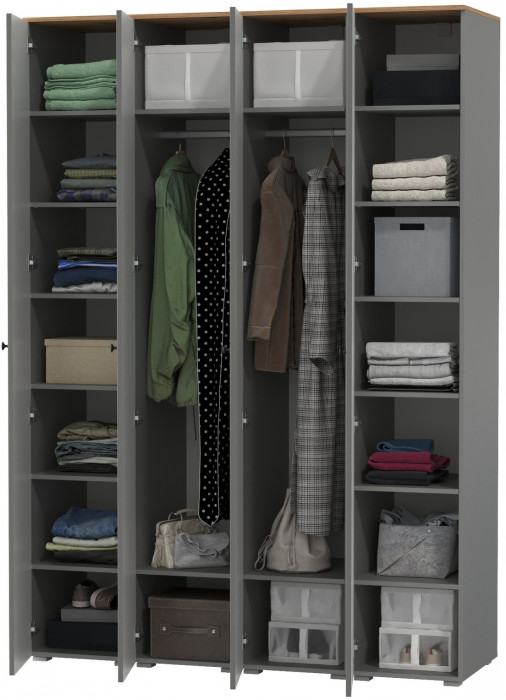 Остин 13.225 Шкаф-пенал 4 шт., цвет серый графит/дуб крафт золотой, ШхГхВ 160х54,3х229,6 см., универсальная сборка