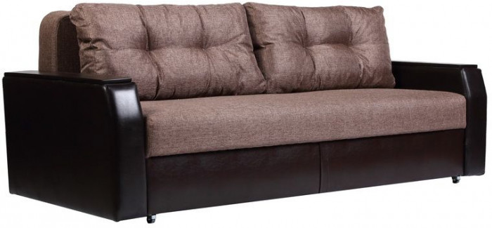 Диван-кровать Атлант 150х195, еврокнижка, рогожка/экокожа, коричневый