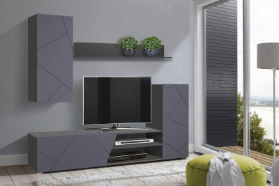 Стенка Прага-6 Диамант серый/Софт графит