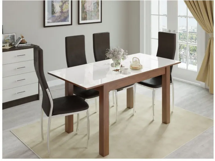 Стол обеденный Бруно 1000х600 орех шоколадный/лакобель белый