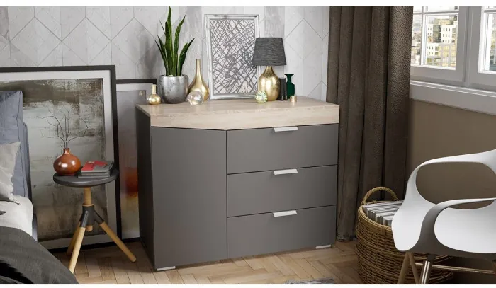 Комод тип 1 (Дуб Сонома/Белый Ясень)