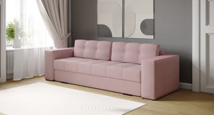 Диван раскладной Виконт, пыльная роза/мдф пудра