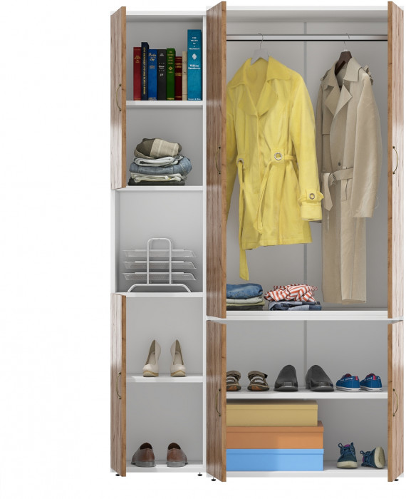 Лидер-8 Модуль Пенал + Шкаф МД 19Б, цвет белый шагрень/крафт золото, ШхГхВ 120х50х190 см., универсальная сборка