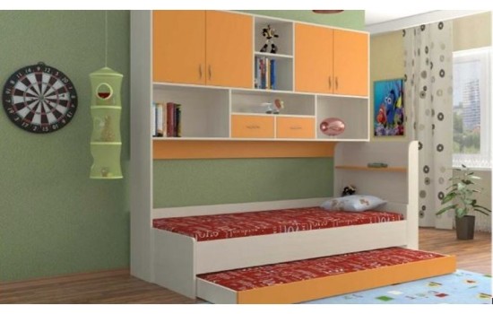 Детская кровать Дельта-21.03 с антресолью (Тренд), оранжевый