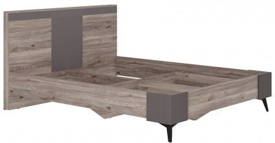 Кровать 1,6 м "Кассандра" КР-19 Дуб Смоки/MF14 Муссон софт