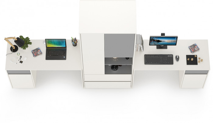 Торонто Компоновка № 17, цвет белый шагрень/стальной серый, ШхГхВ 320х53,1х195,7 см., универсальная сборка