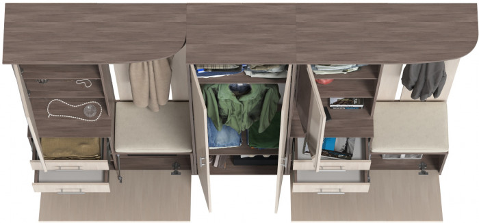 Прихожая Домино 3, бодега тёмный/бодега светлый