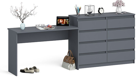Мори Стол письменный МСП1200.1 + Комод МК1200.8, цвет графит, ШхГхВ 240,8х50х94 см., универсальная сборка