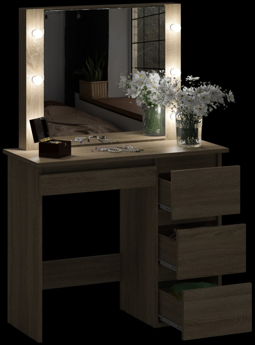 Стол косметический с подсветкой Сура, дуб сонома