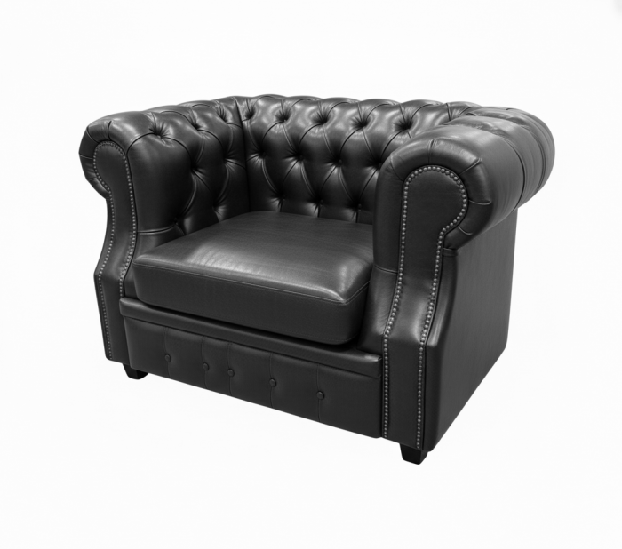 Кресло Честер ЛОФТ, экокожа, черный