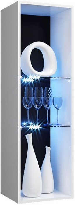 Нэнси NEW МДФ Пенал-стекло навесной исп.2 (Белый глянец, Белый)