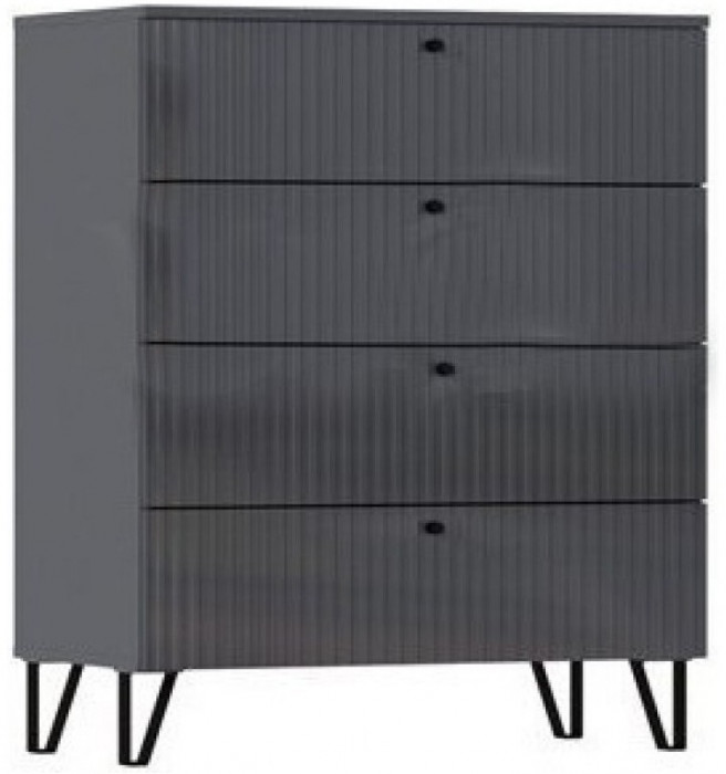 Оливия Комод 4-ящ (Графит Софт, Графит)