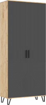 Флэш Прихожая Шкаф (Браш Графит, Дуб Крафт)