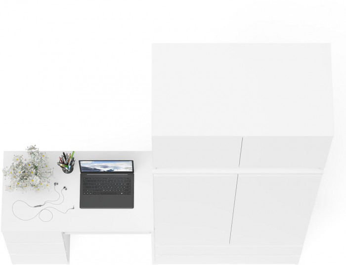 Мори компьютерный стол МС-6 левый + Шкаф МШ900.1 + Антресоль МА900.1, белый