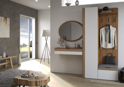 Прихожая Нао, набор №3, Дуб вотан/Белый, Вотан, Simple 27
