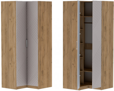 Шкаф угловой "Иннэс-7" - Крафт золотой/Грэй софт