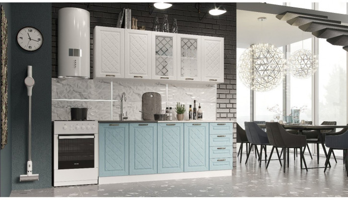 Кухня МДФ Агава 2000 (лиственница темная, Белый)