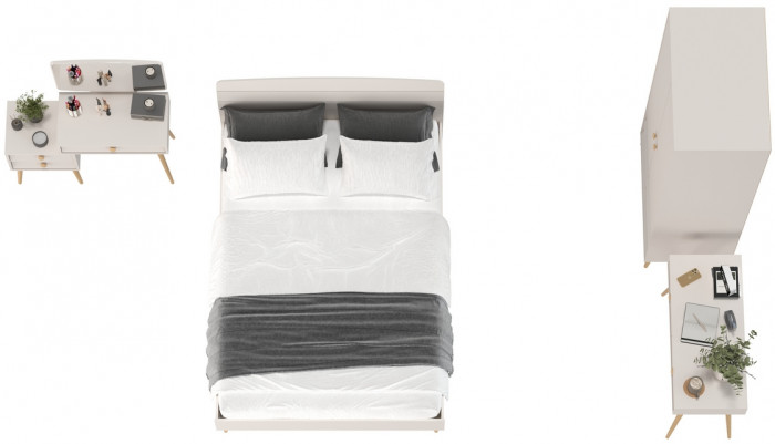 Афина Спальня 08-1400, цвет кашемир серый, сп.м. 1400х2000 мм., б/м, основание есть - фанера