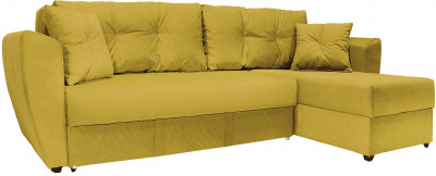 Диван-кровать угловой Амстердам Люкс, 150х200, еврокнижка, велюр, желтый