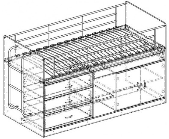 Кровать-чердак Дюймовочка-6 90х200, синяя