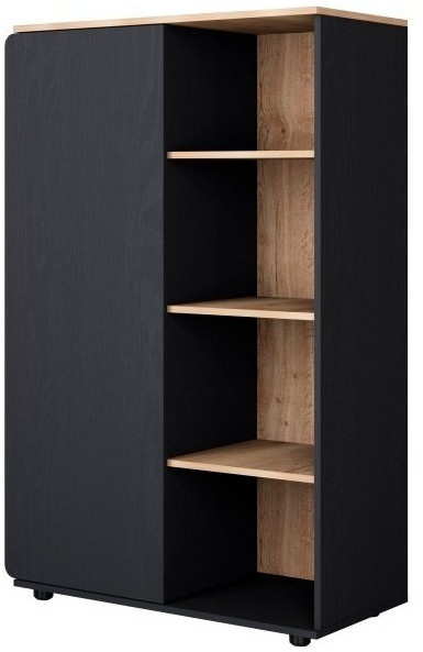 Дельта Лофт 13 Шкаф с открытыми полками (Черный / Светлый дуб)